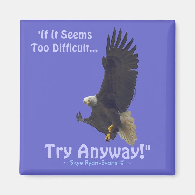 "TRY ANYWAY" Bald Eagle Series Motivational Magnet (Front)