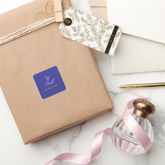 Try Christ Deep Blue       Square Sticker (Gifting)