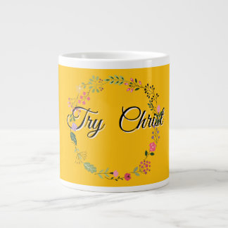 Try Christ Floral Yellow Christian Large Coffee Mug