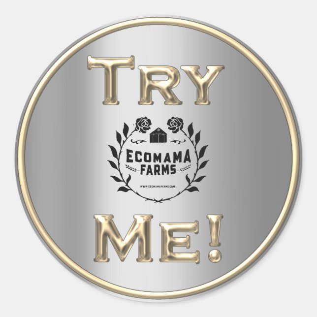 Try Coffee Logo Gold SilverTester Sample Container Classic Round Sticker (Front)