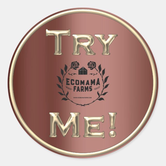 Try Coffee Logo Golden Tester Sample Container Classic Round Sticker (Front)