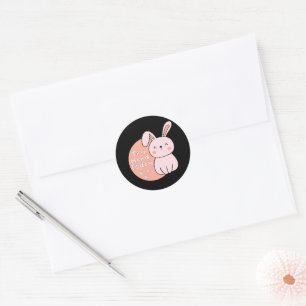 Try hard today Kawaii cute funny bunny pink Classic Round Sticker