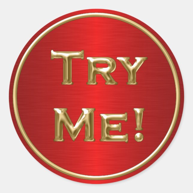 Try Me Black Gold Red  For Tester Sample Contain Classic Round Sticker (Front)
