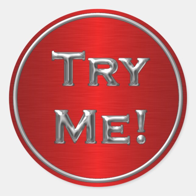Try Me Black Silver Red  For Tester Sample Contain Classic Round Sticker (Front)