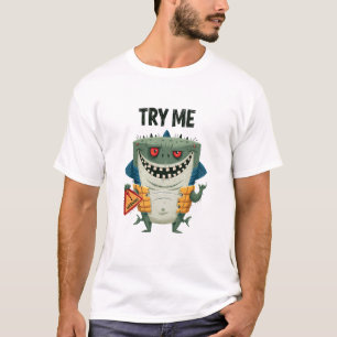 Try Me Funny Shark Alien Character Gift T-Shirt
