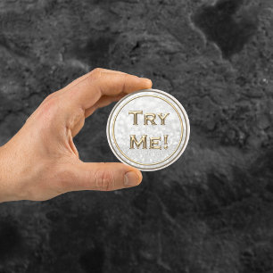 Try Me Glitter Gold Grey Tester Sample Container Classic Round Sticker