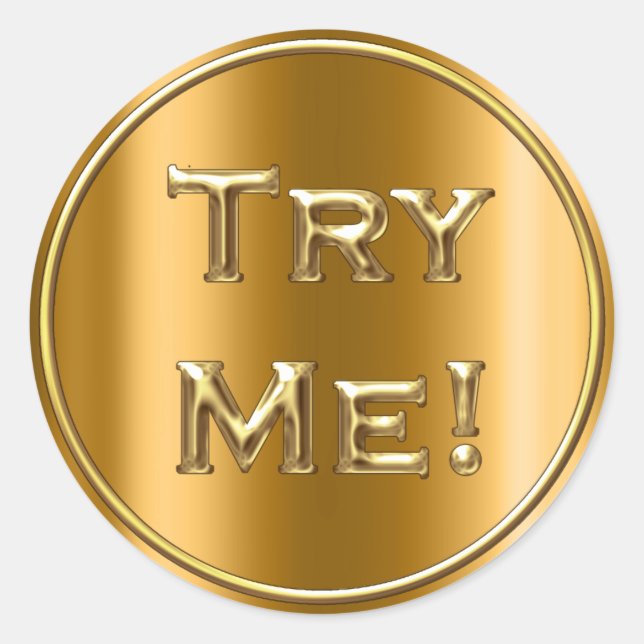 Try Me Honey Gold Tester Sample Container Classic Round Sticker (Front)