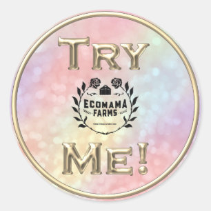 Try Me Logo Golden Tester Sample Holographic Classic Round Sticker