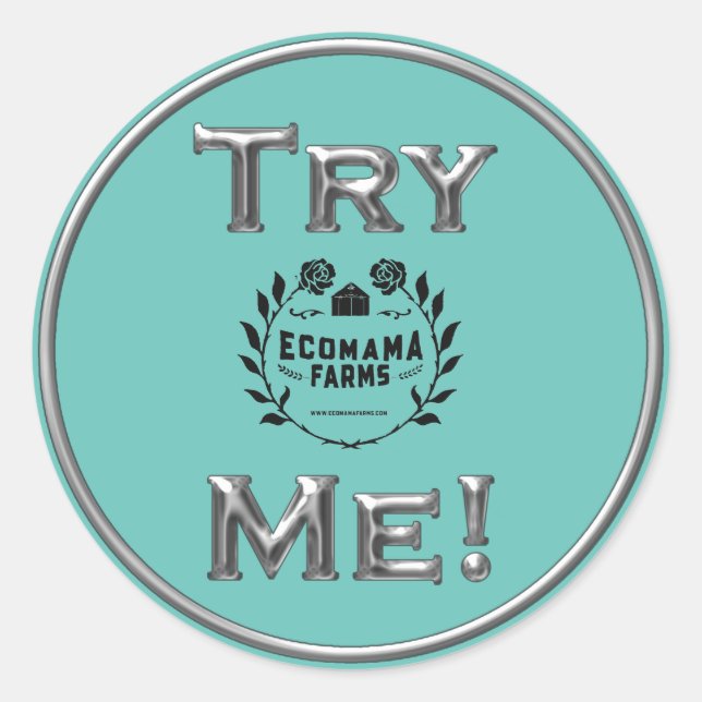 Try Me Logo Mint Product Tester Sample Container Classic Round Sticker (Front)