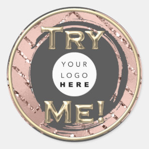 Try Me Logo Rose Grey Tester Sample Container Classic Round Sticker