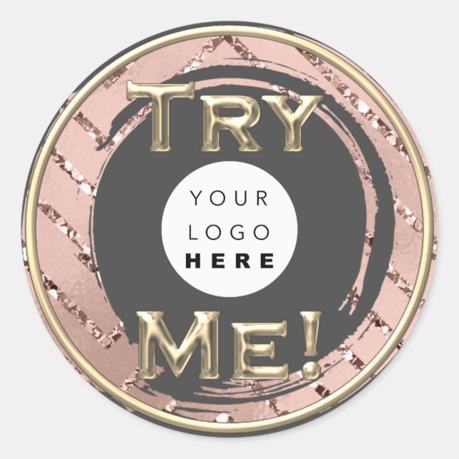Try Me Logo Rose Grey Tester Sample Container Classic Round Sticker (Front)