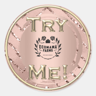 Try Me Logo Rose Modern Tester Sample Container Classic Round Sticker