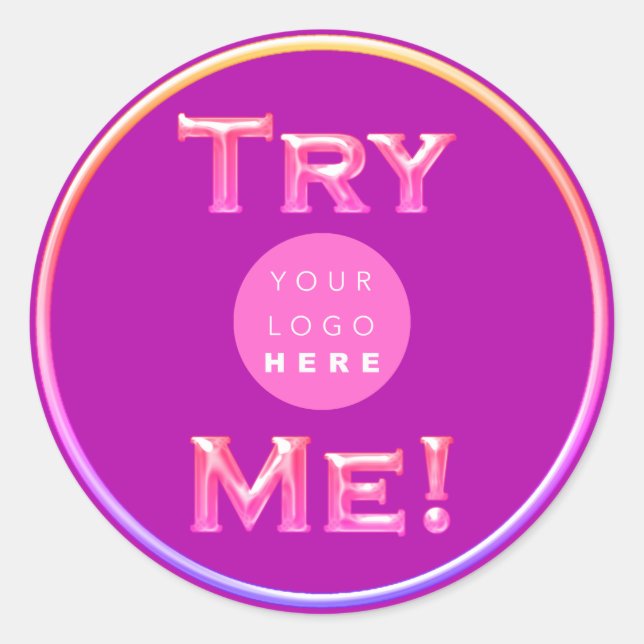 Try Me Logo Tester Sample Pink Small Business Classic Round Sticker (Front)