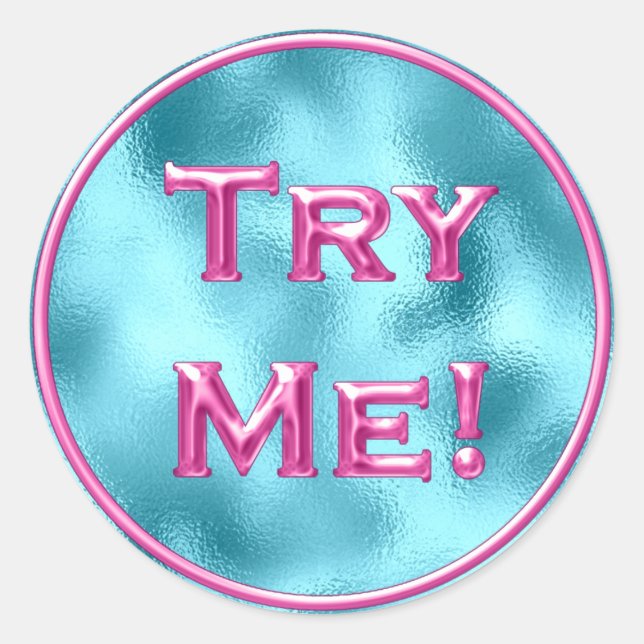 Try Me Ocean Pink Tester Sample Container Classic Round Sticker (Front)
