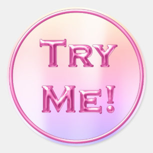 Try Me Ombre Pastel Pink Tester Sample Container Classic Round Sticker