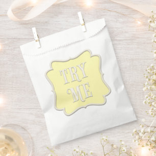 "Try Me" Wonderland Tea Party Pastel Yellow Favour Bags