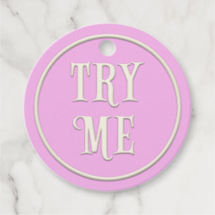 "Try Me" Wonderland Tea Party Pink Personalised Favour Tags