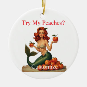Try My Peaches Mermaid Thunder_Cove Ceramic Tree Decoration