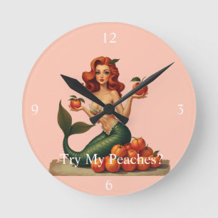 Try My Peaches Mermaid Thunder_Cove Round Clock