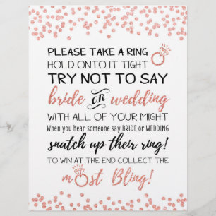 Try Not To Say Bridal Game Sign