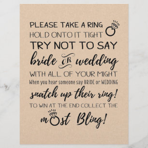 Try Not To Say Bridal Game Sign