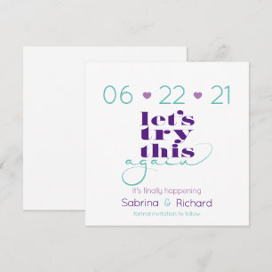 Try This Again Lilac Eggplant Teal   Save the Date Invitation