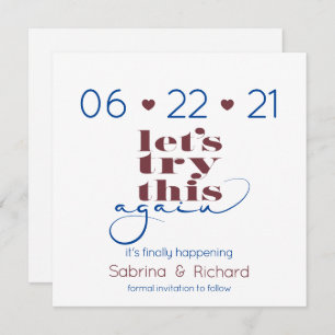Try This Again Navy & Burgundy  Save the Date Invitation