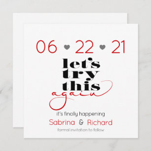 Try This Again Red Black and Grey Save the Date Invitation