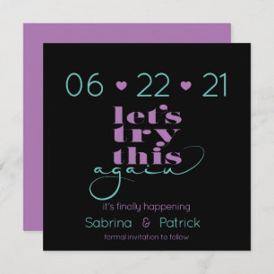 Try This Again Teal and Lilac  Save-the-Date Invitation