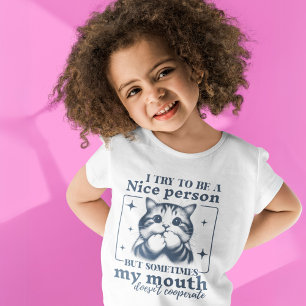 Try To Be A Nice Person Funny Retro Cat T-Shirt