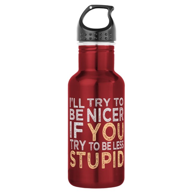 Try To Be Nicer custom 532 Ml Water Bottle (Front)
