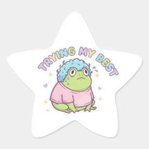 Trying My Best Frog Sticker Cute Stressed Frog Kaw
