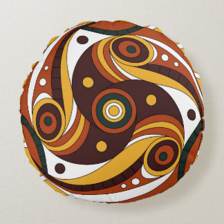 Trypillian Culture Ancient Spiral Round Pillow