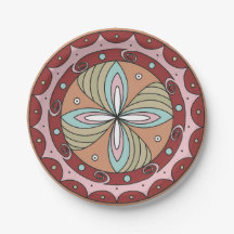 Trypillian Culture Sacred Flower Paper Plates