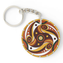 Trypillian Solar Spiral Rosette Round Keychain