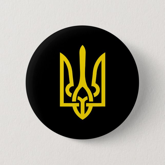 Tryzub Symbol of Ukraine Ukraine Patriot Stand wit 6 Cm Round Badge (Front)