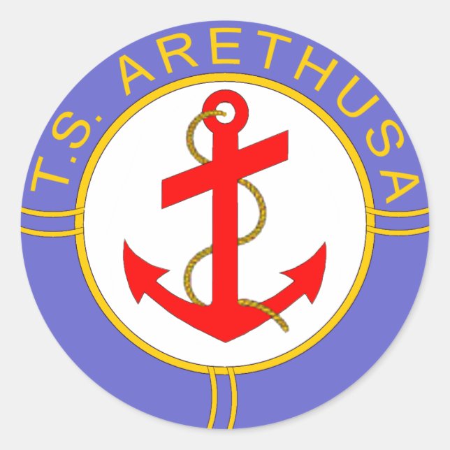 TS Arethusa Badge Classic Round Sticker (Front)