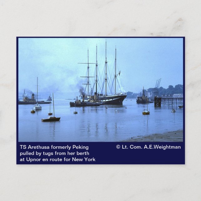 TS Arethusa formerly Peking, at Upnor Postcard (Front)