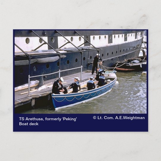 TS Arethusa, formerly 'Peking' boat deck Postcard Zazzle.co.uk