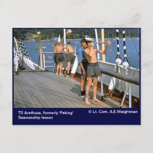 TS Arethusa, formerly 'Peking' Seamanship lesson Postcard