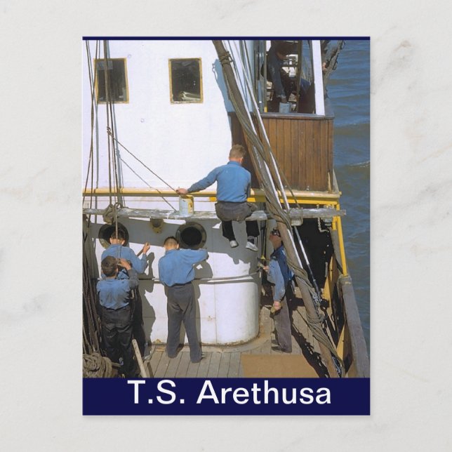 TS Arethusa,Maintenance party Postcard (Front)