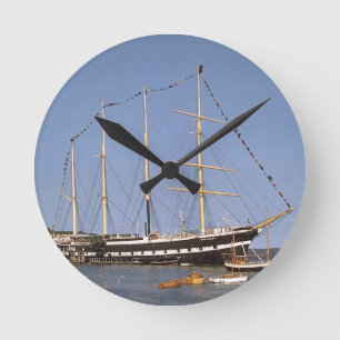 TS Arethusa moored in the Medway Round Clock