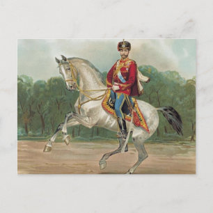 Tsar Nicolas II Romanov of Russia on horse back Po Postcard
