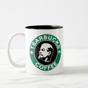 Tsarbucks Funny Russian Pun Coffee Shop Two-Tone Coffee Mug