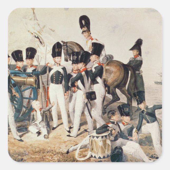 Tsarevich Alexander  with his Cadets at Square Sticker (Front)