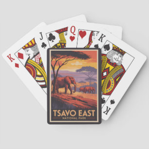 Tsavo East National Park Kenya Illustration Travel Playing Cards