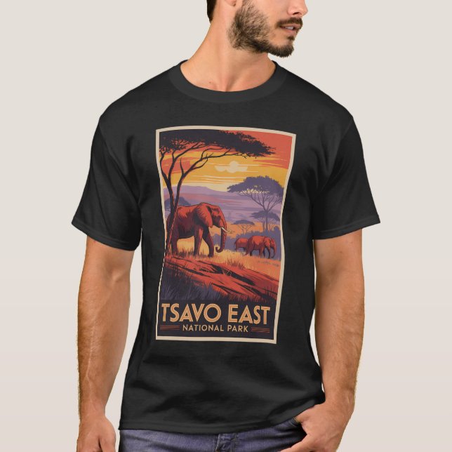 Tsavo East National Park Kenya Illustration Travel T-Shirt (Front)