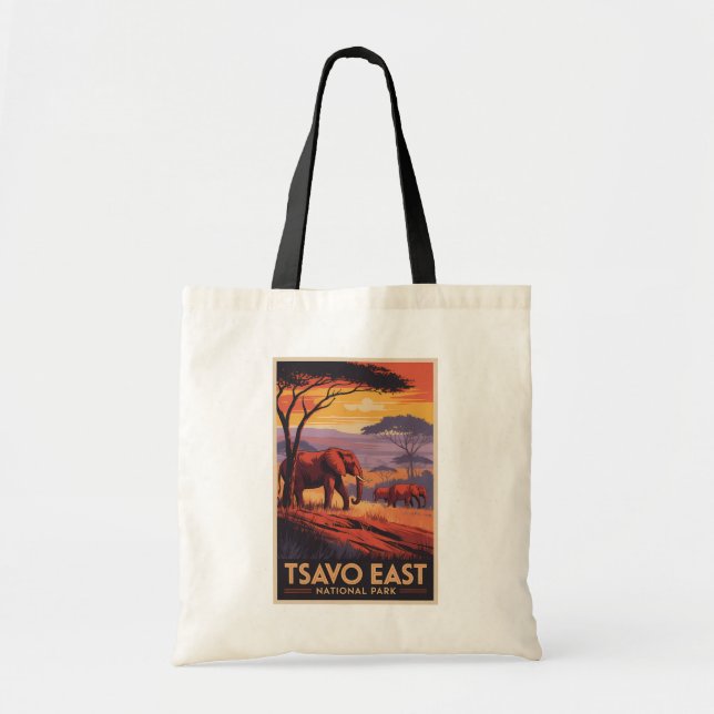 Tsavo East National Park Kenya Illustration Travel Tote Bag (Front)