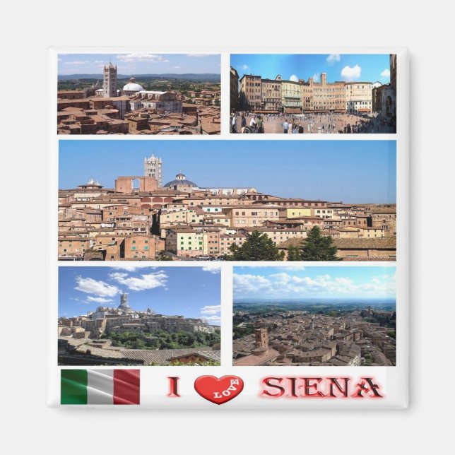TSC034 SIENA I Love, Mosaic, Tuscany, Fridge Magnet (Front)