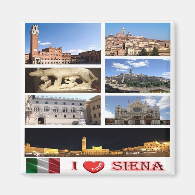 TSC036 SIENA I Love, Mosaic, Tuscany, Fridge Magnet (Front)